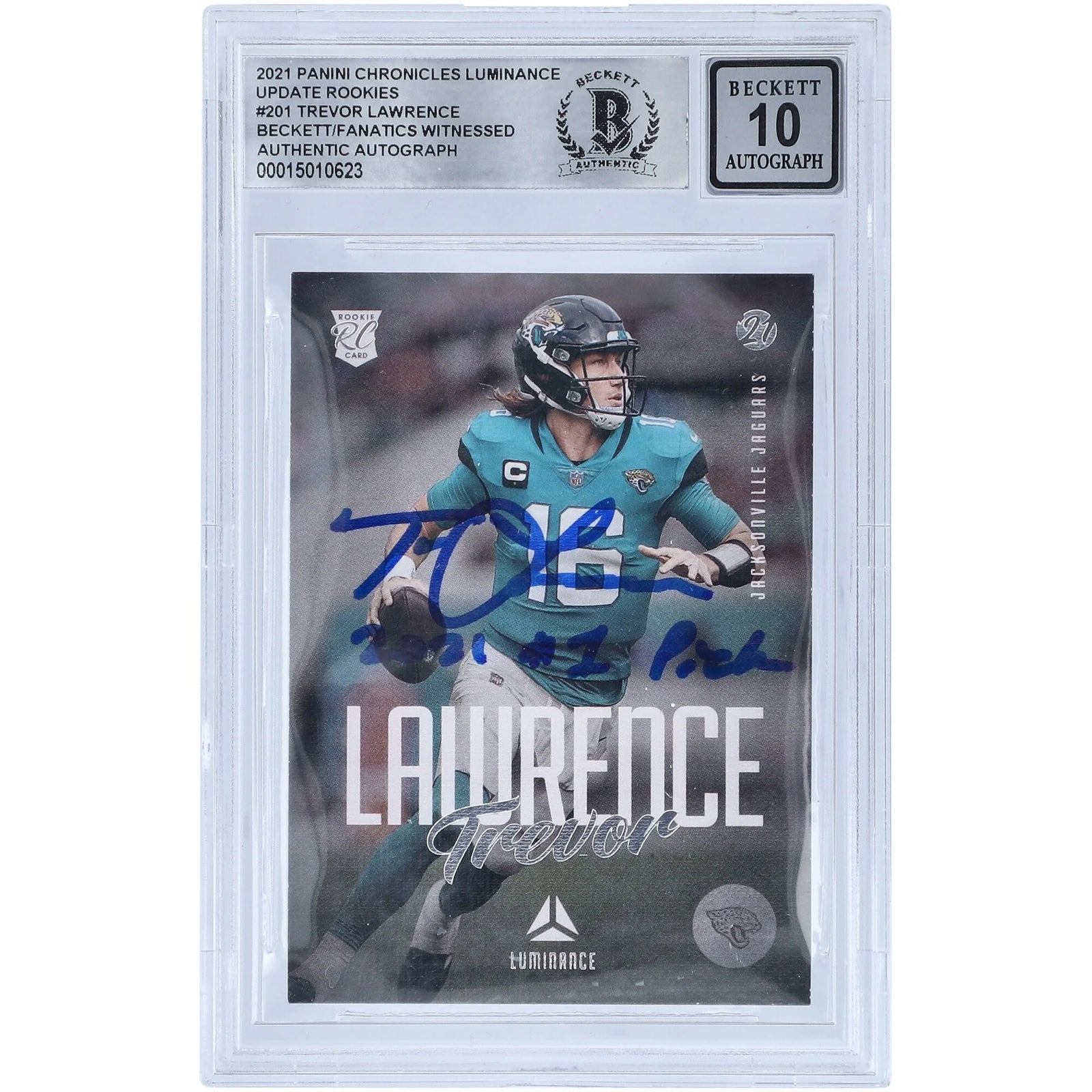 Trevor Lawrence Signed 2021 Panini Chronicles Luminance #201 | BGS 10 Rookie Card