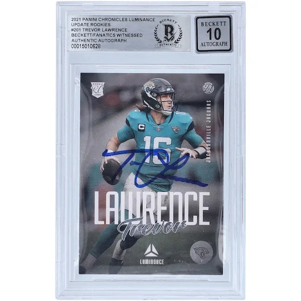 Trevor Lawrence Signed 2021 Panini Chronicles Luminance #201 Rookie Card | BGS 10