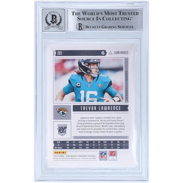 Trevor Lawrence Signed 2021 Panini Chronicles Luminance #201 Rookie Card | BGS 10