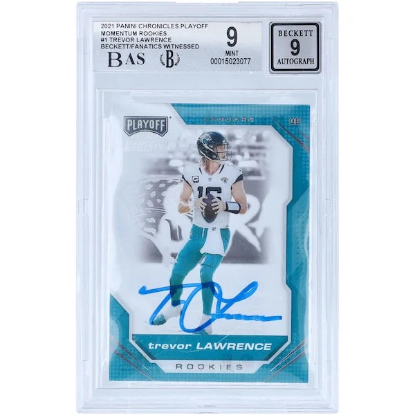 Trevor Lawrence Signed 2021 Panini Chronicles Playoff Momentum Rookie Card | BGS 9 Autogra
