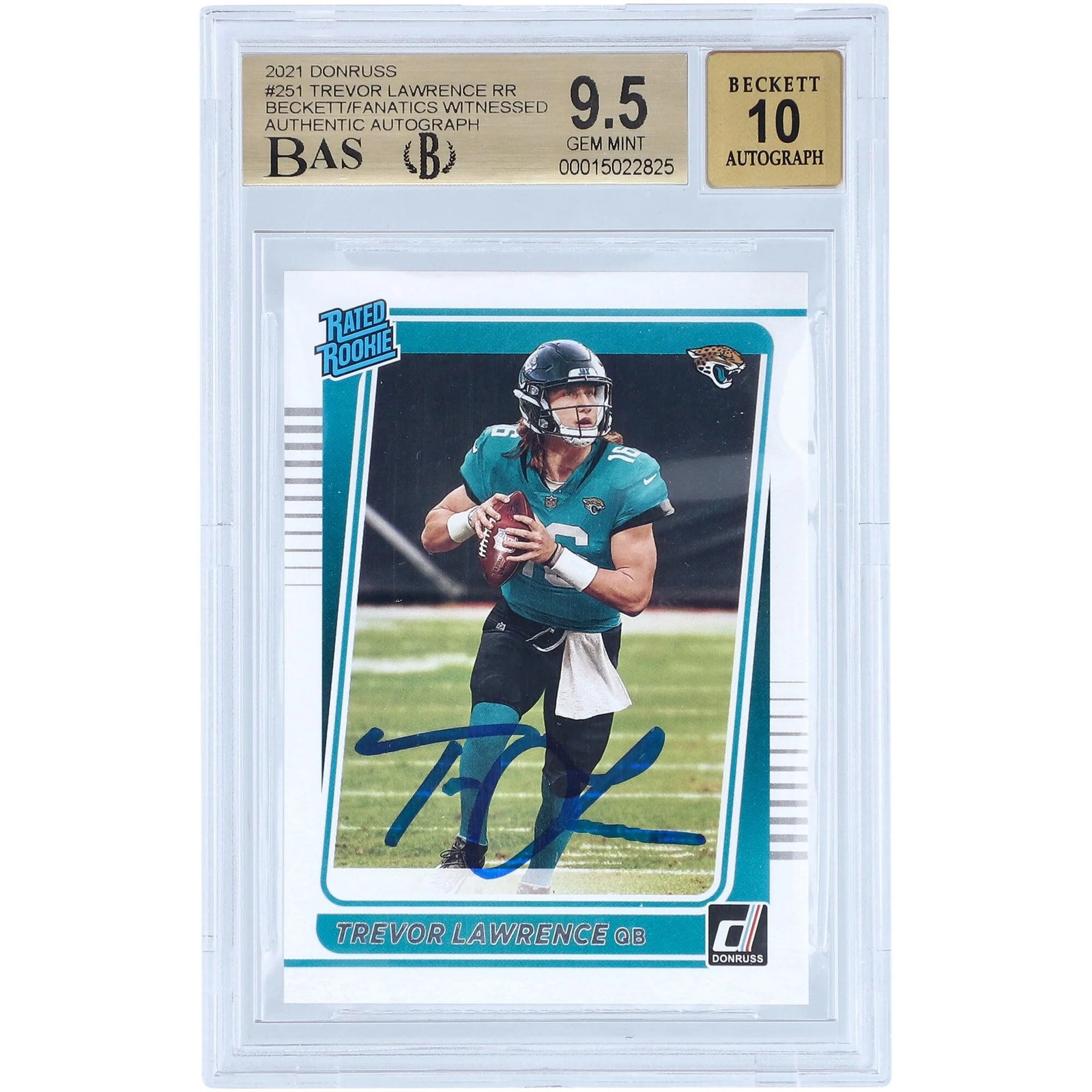 Trevor Lawrence Signed 2021 Panini Donruss Rated Rookie #251 | Graded 9.5