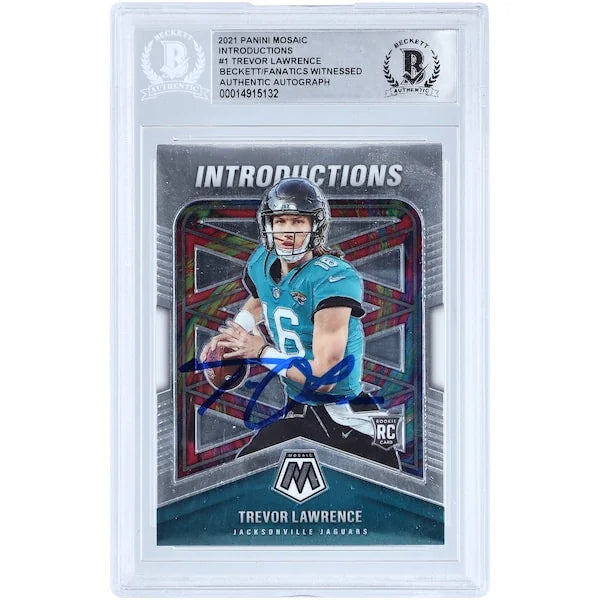 Trevor Lawrence Signed 2021 Panini Mosaic Introductions #I-1 Rookie Card | Beckett Witness