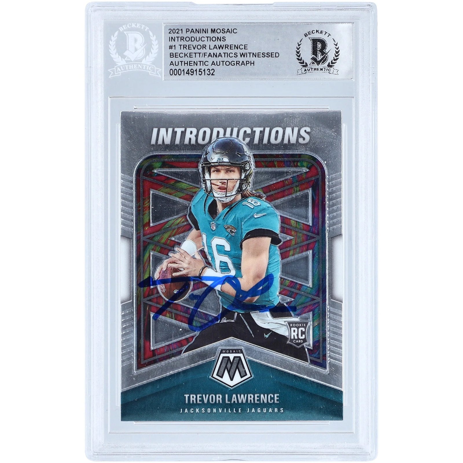 Trevor Lawrence Signed 2021 Panini Mosaic Introductions #I-1 Rookie Card | Beckett Witness