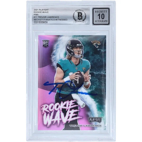 Trevor Lawrence Signed 2021 Panini Playoff Rookie Wave Pink Card | Beckett 10