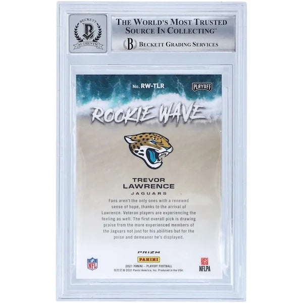 Trevor Lawrence Signed 2021 Panini Playoff Rookie Wave Pink Card | Beckett 10