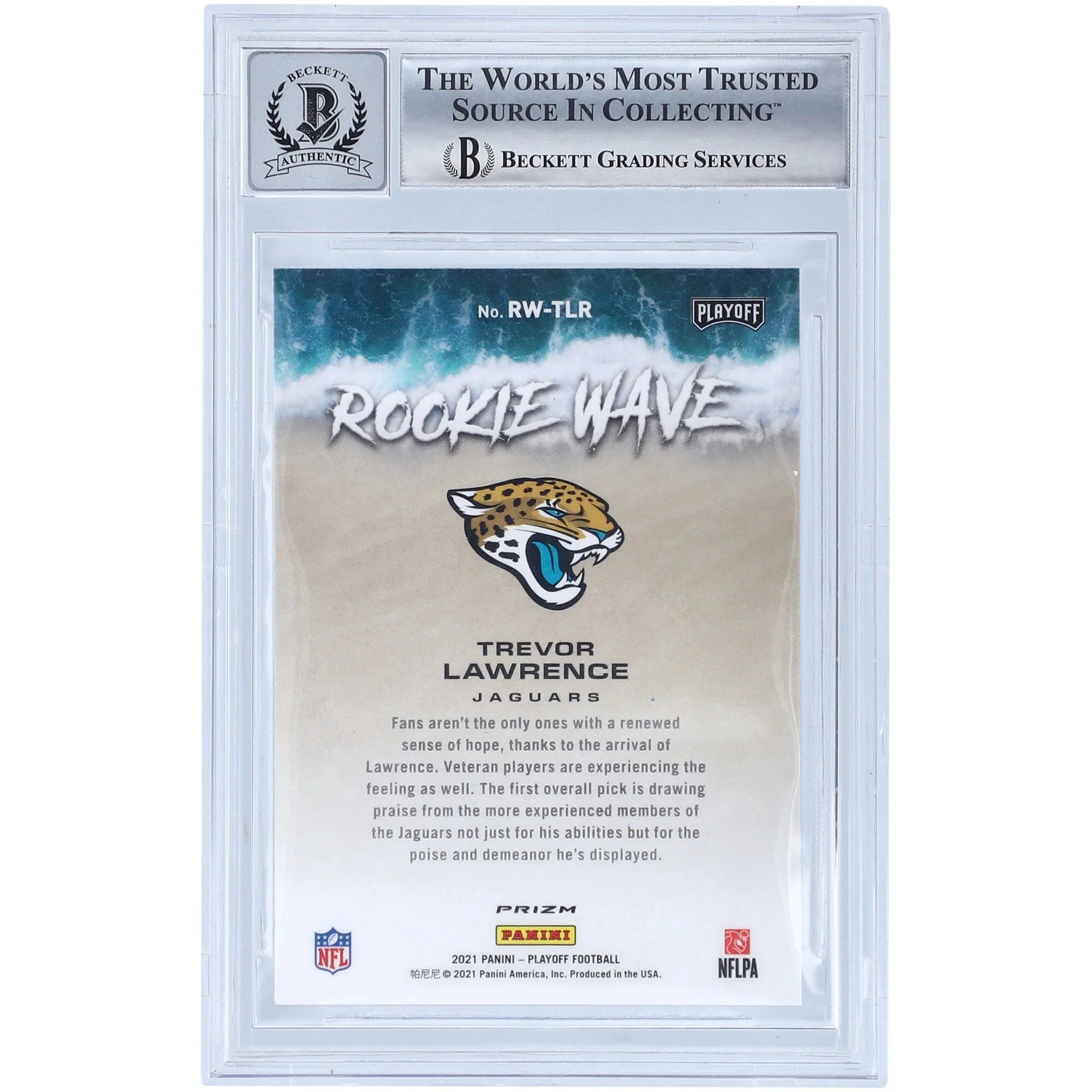 Trevor Lawrence Signed 2021 Panini Playoff Rookie Wave Pink Card | Beckett 10