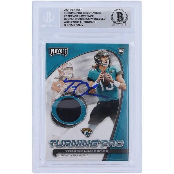 Trevor Lawrence Signed 2021 Panini Playoff Turning Pro Rookie Card | Beckett 10