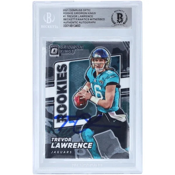 Trevor Lawrence Signed 2021 Panini Donruss Optic Gridiron Kings Rookie Card | Beckett Witn