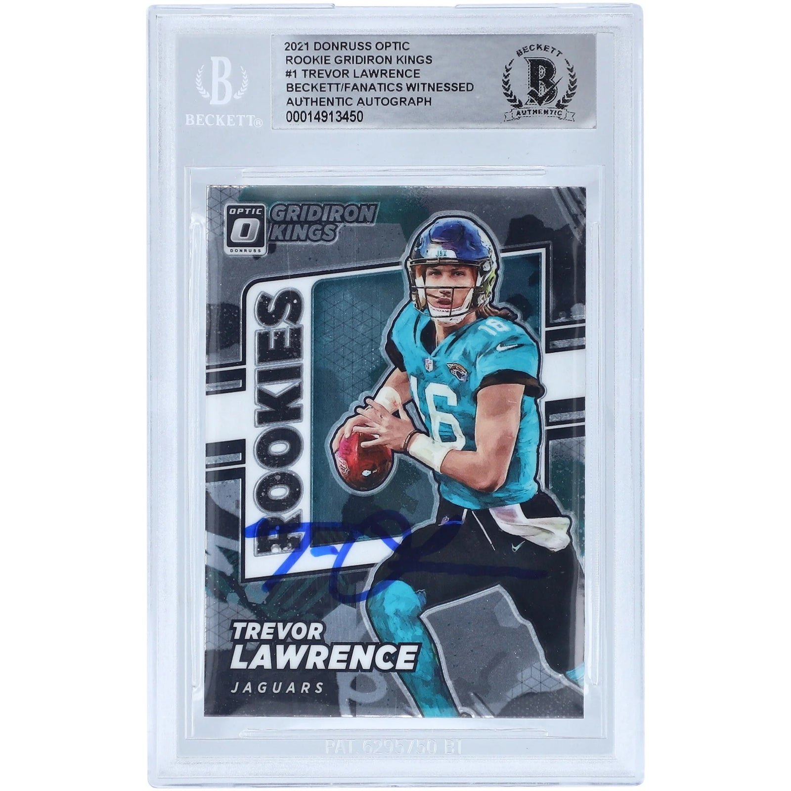 Trevor Lawrence Signed 2021 Panini Donruss Optic Gridiron Kings Rookie Card | Beckett Witn