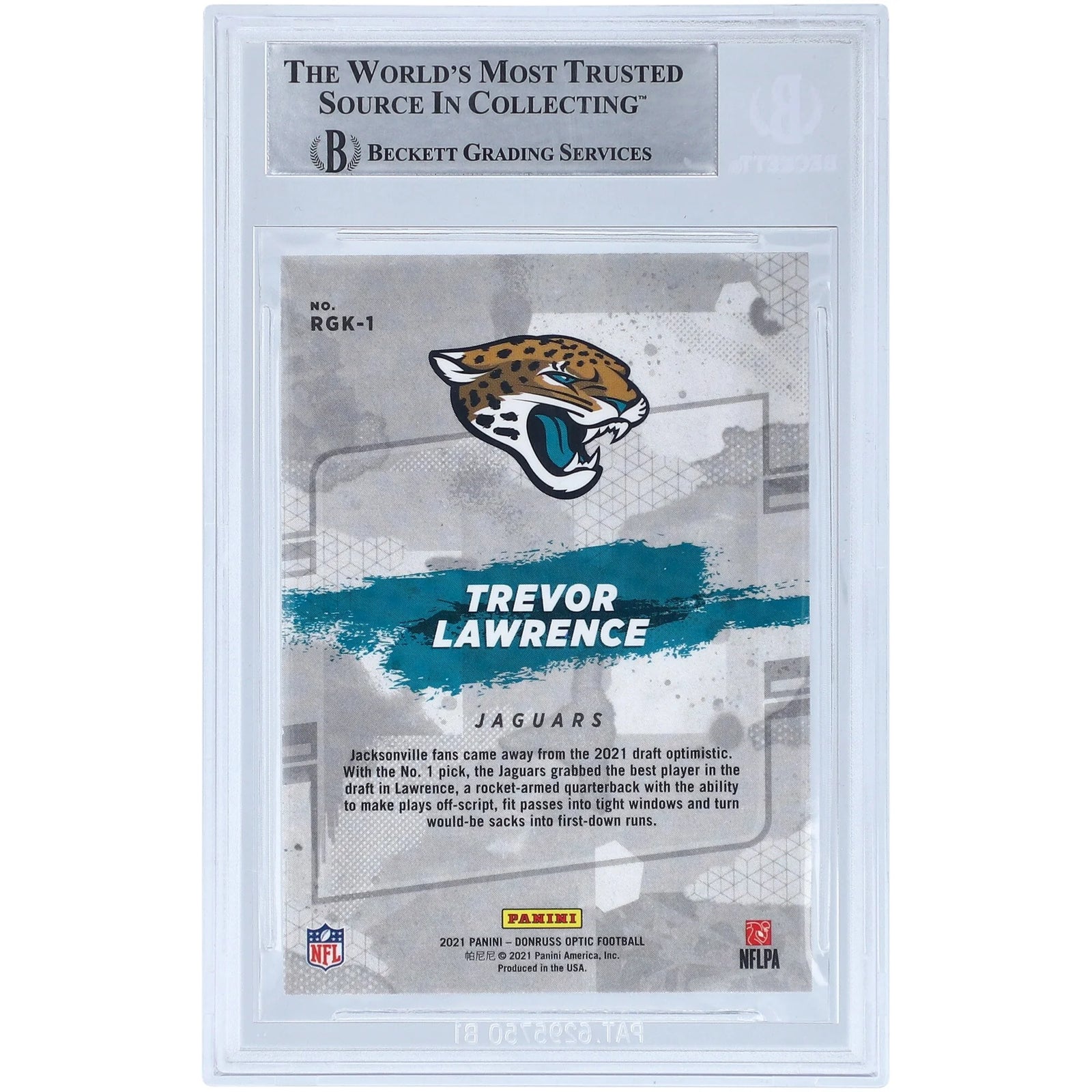 Trevor Lawrence Signed 2021 Panini Donruss Optic Gridiron Kings Rookie Card | Beckett Witn