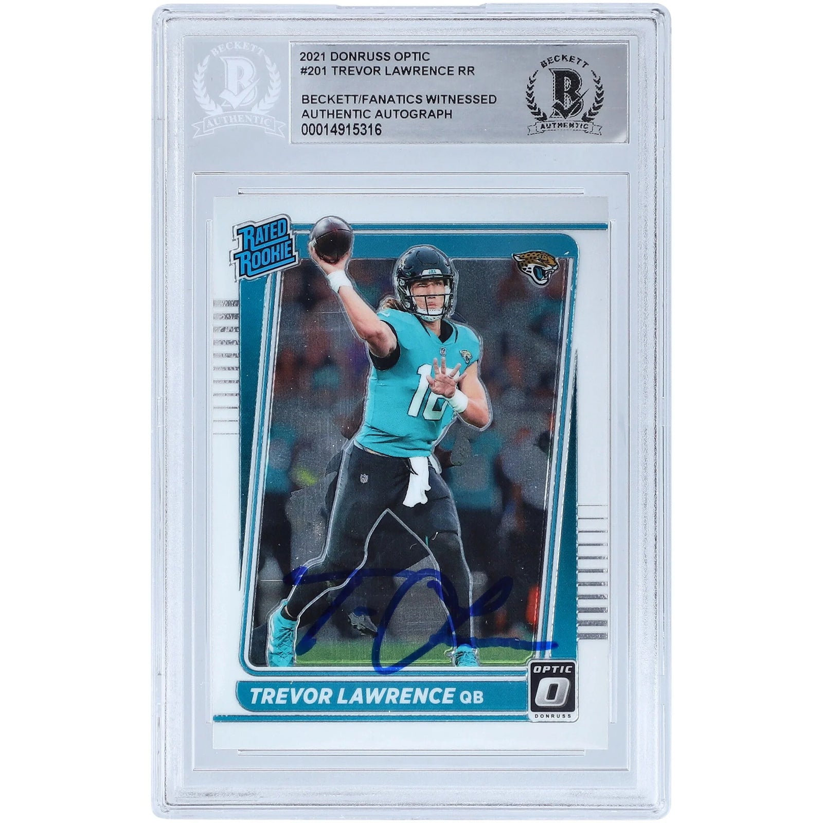 Trevor Lawrence Signed 2021 Panini Donruss Optic Rated Rookie #201 | Beckett Authenticated