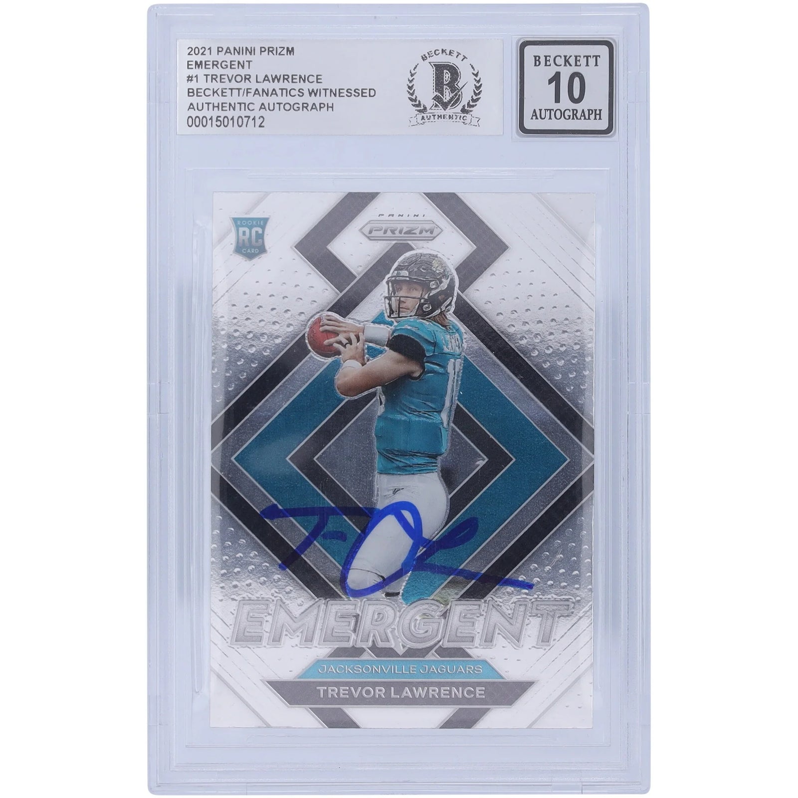 Trevor Lawrence Signed 2021 Panini Prizm Emergent Rookie Card | BGS 10