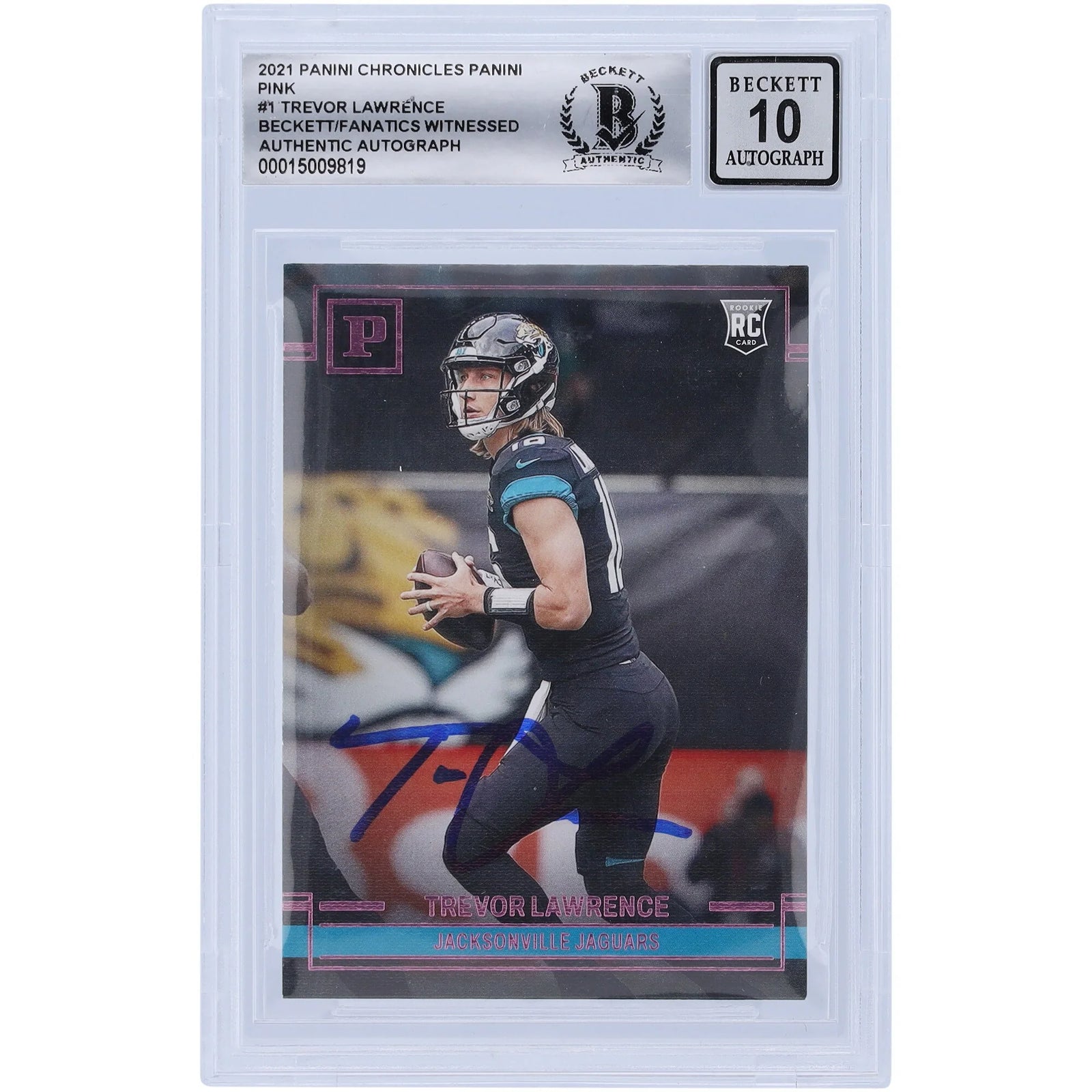 Trevor Lawrence Signed 2021 Panini Chronicles Pink #PA-1 Rookie Card | BGS 10