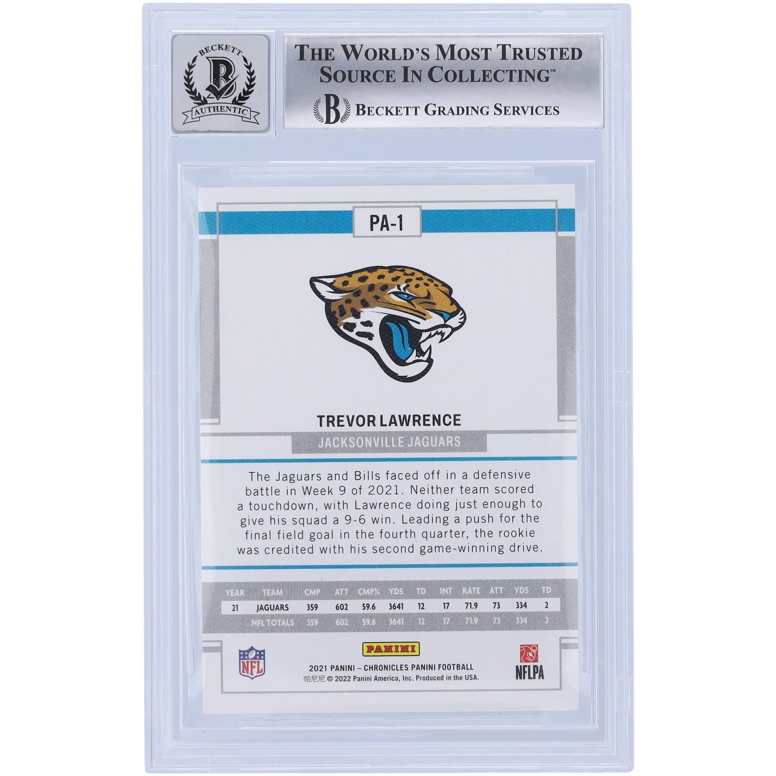 Trevor Lawrence Signed 2021 Panini Chronicles Pink #PA-1 Rookie Card | BGS 10