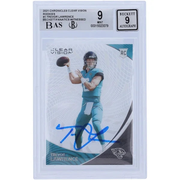 Trevor Lawrence Signed 2021 Panini Chronicles Clear Vision Rookie Card | Beckett 9
