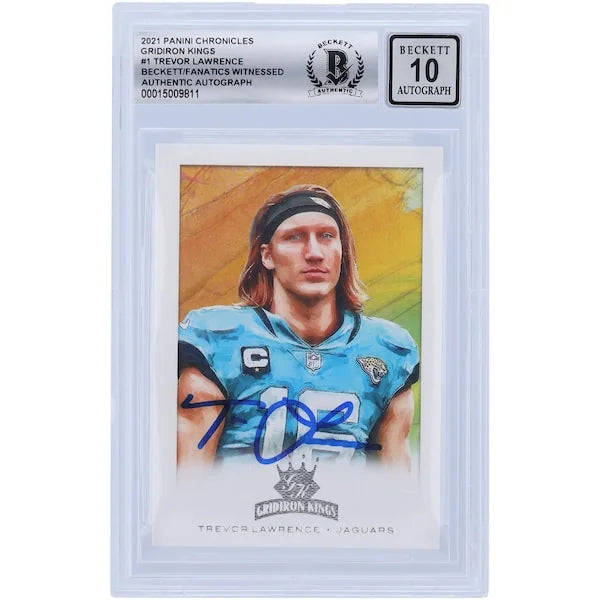 Trevor Lawrence Signed 2021 Panini Chronicles Gridiron Kings #GK-1 Rookie Card | BGS 10