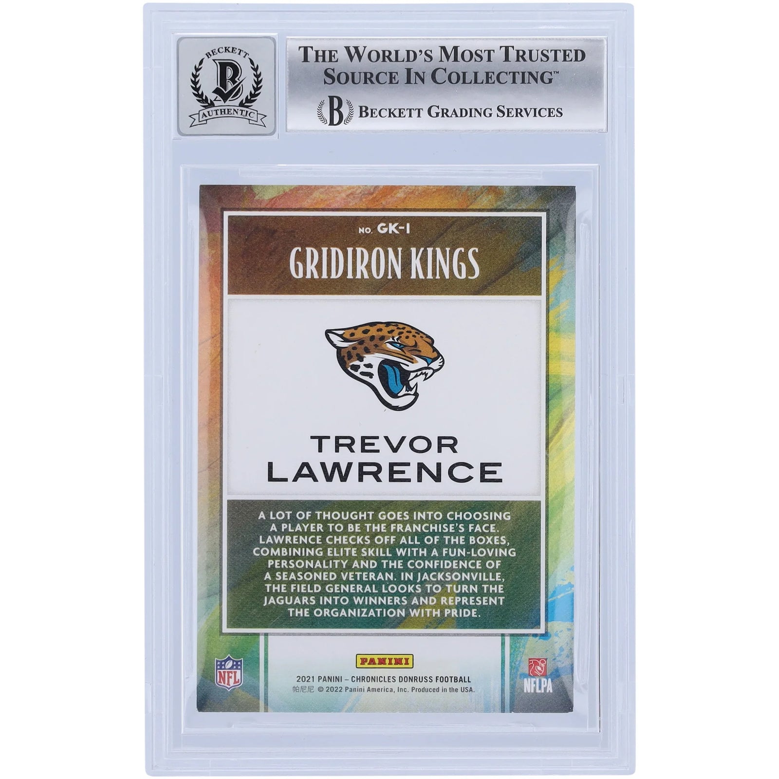 Trevor Lawrence Signed 2021 Panini Chronicles Gridiron Kings #GK-1 Rookie Card | BGS 10