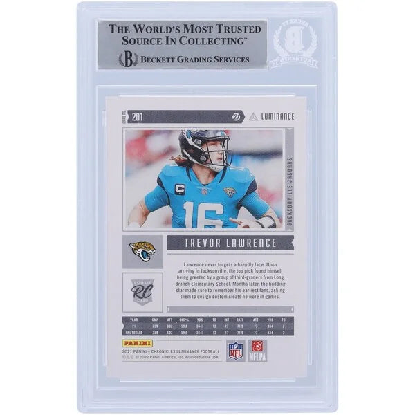 Trevor Lawrence Signed 2021 Panini Chronicles Luminance #201 Rookie Card | Beckett Witness