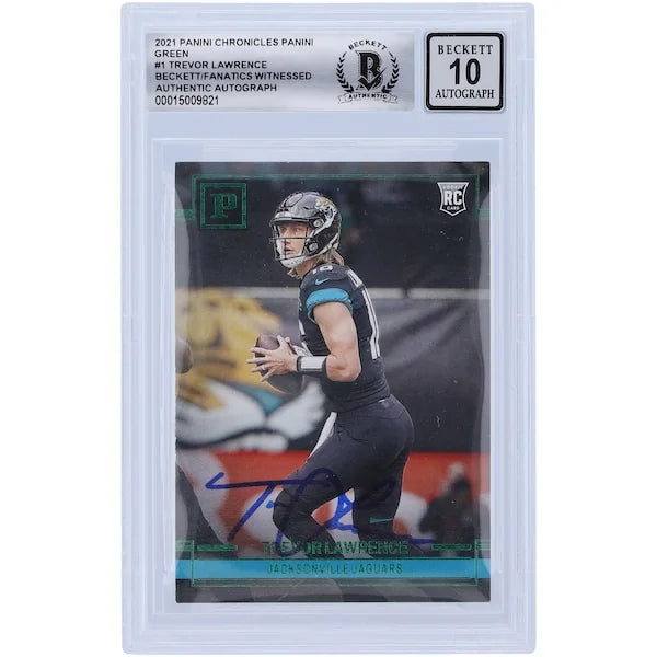 Trevor Lawrence Signed 2021 Panini Chronicles Green Rookie Card | BGS 10