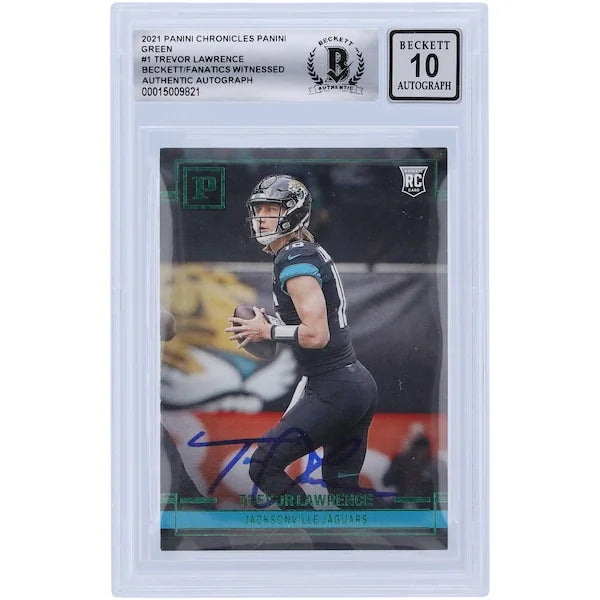 Trevor Lawrence Signed 2021 Panini Chronicles Green Rookie Card | BGS 10