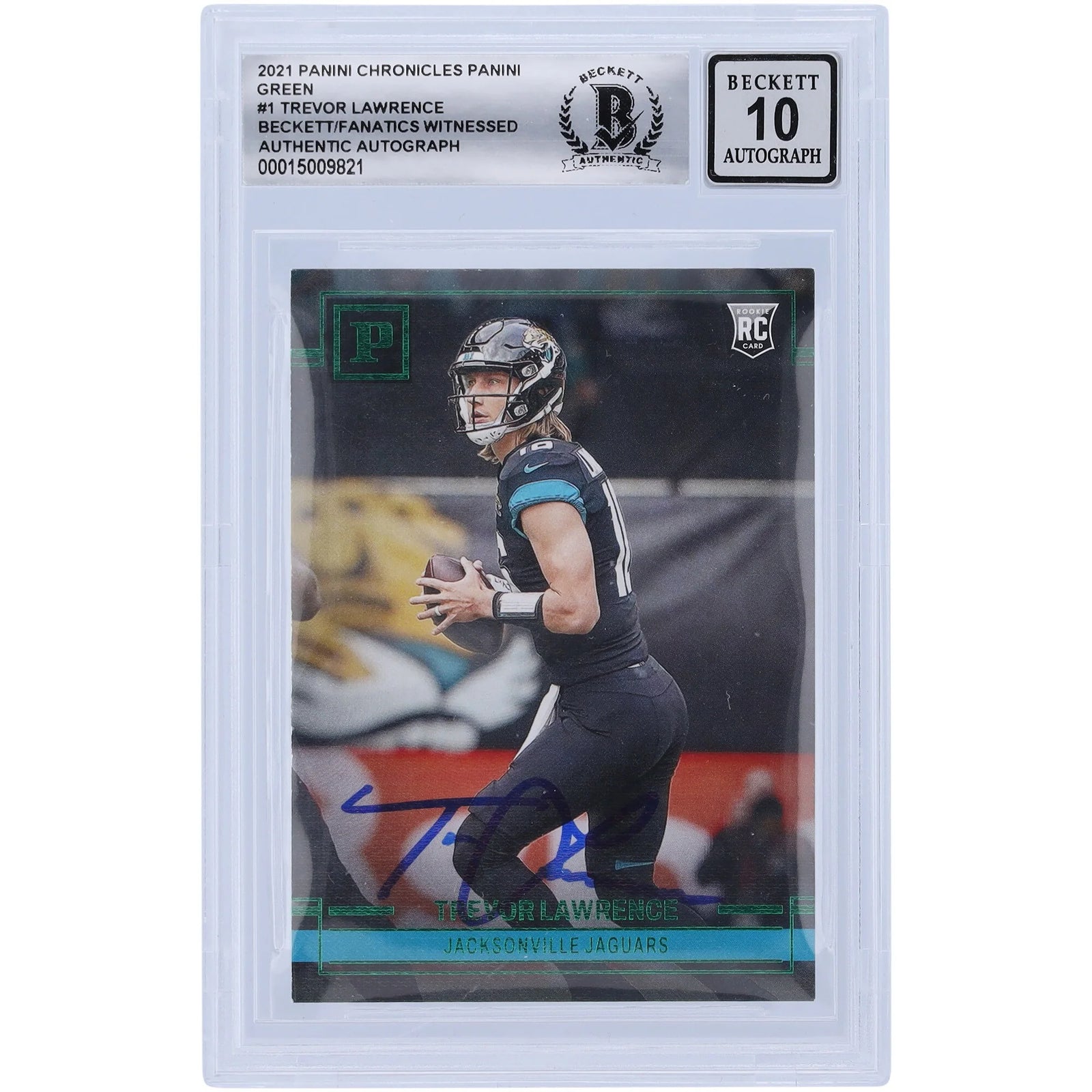 Trevor Lawrence Signed 2021 Panini Chronicles Green Rookie Card | BGS 10