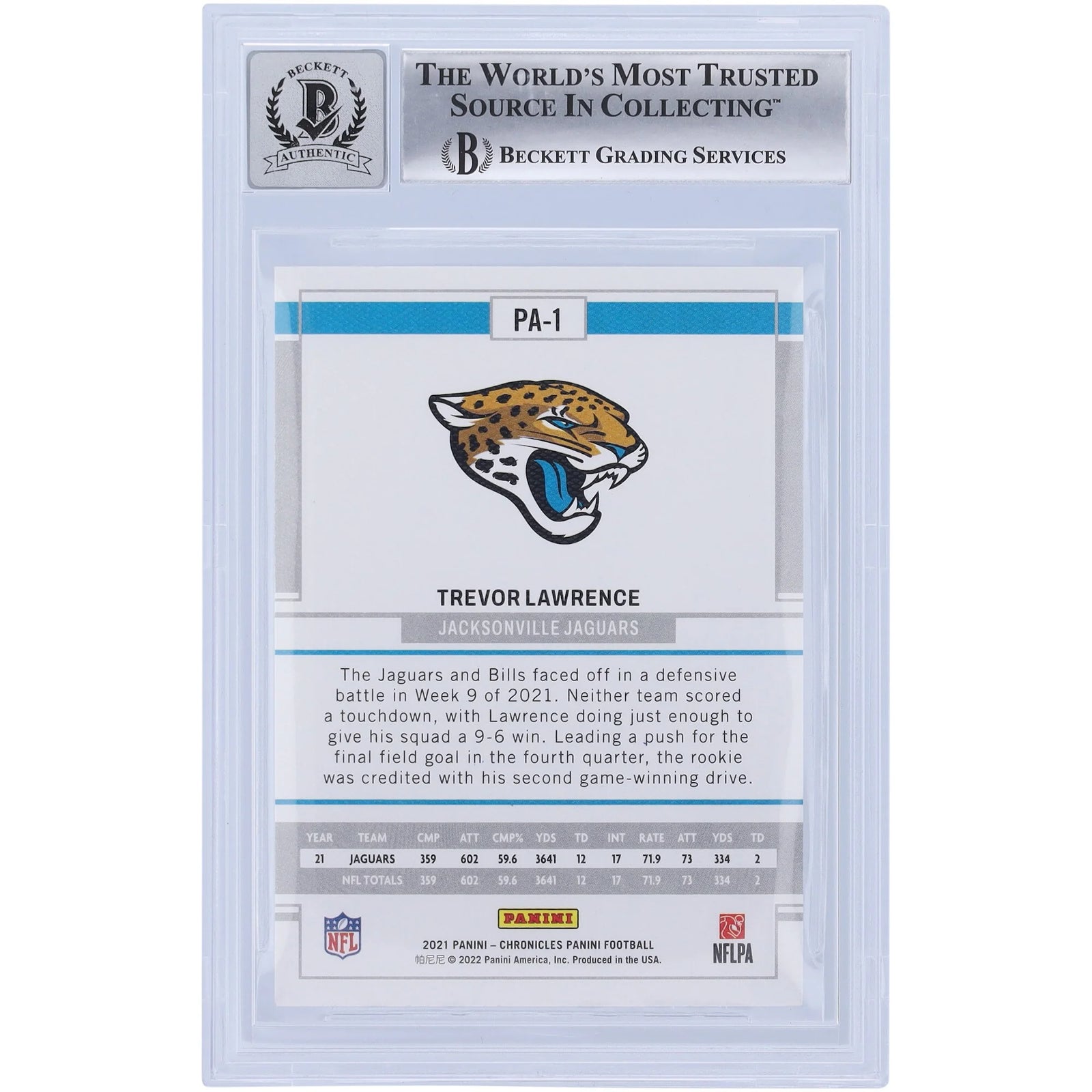 Trevor Lawrence Signed 2021 Panini Chronicles Green Rookie Card | BGS 10