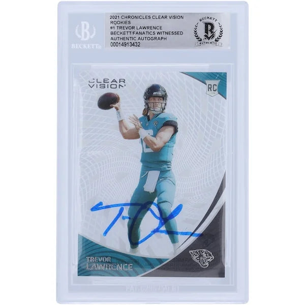 Trevor Lawrence Signed 2021 Panini Chronicles Clear Vision Rookie Card | Beckett Authentic