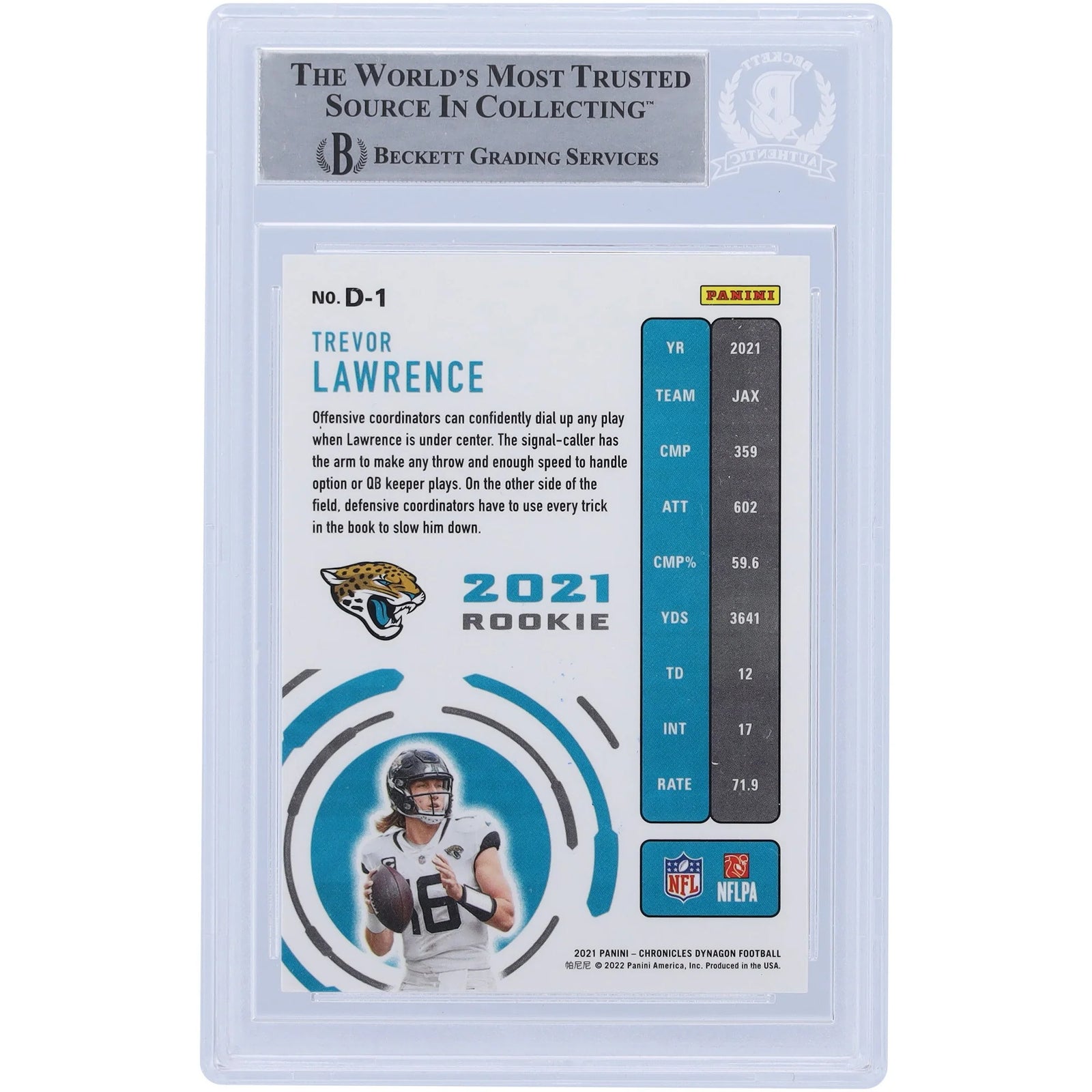 Trevor Lawrence Signed 2021 Panini Chronicles Dynagon Rookie Card | Beckett Witnessed