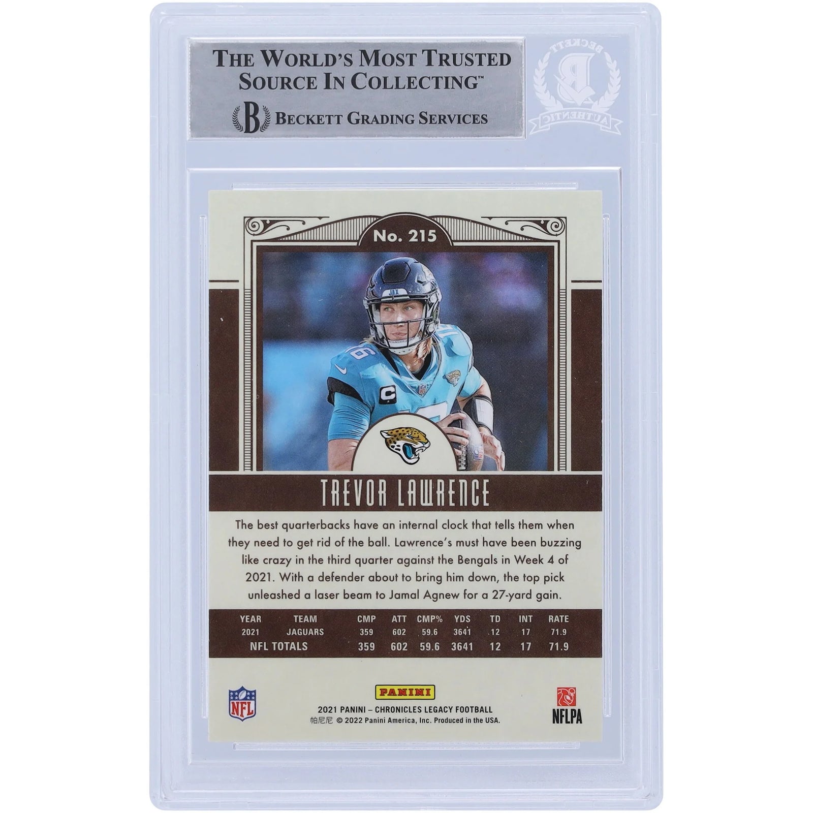 Trevor Lawrence Signed 2021 Panini Chronicles Legacy #215 Rookie Card | Beckett Authentica