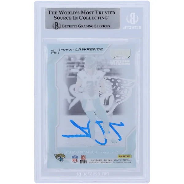 Trevor Lawrence Signed 2021 Panini Chronicles Playoff Momentum Rookie Card | Beckett Authe