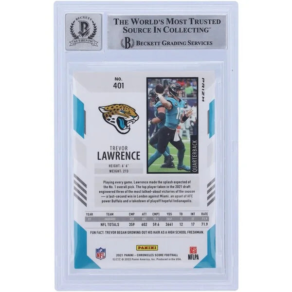 Trevor Lawrence Signed 2021 Panini Chronicles Score Update #401 Rookie Card | BGS 10