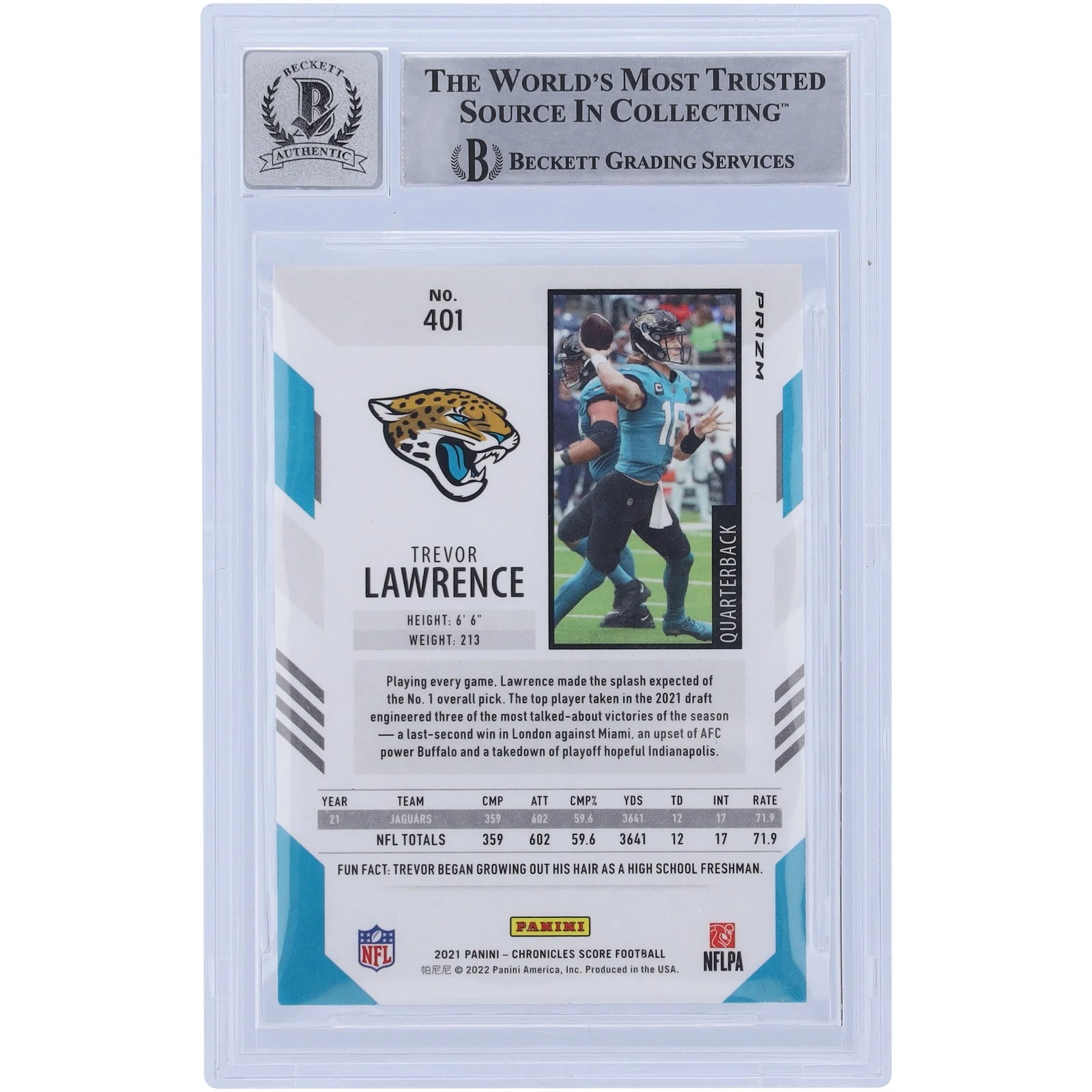 Trevor Lawrence Signed 2021 Panini Chronicles Score Update #401 Rookie Card | BGS 10