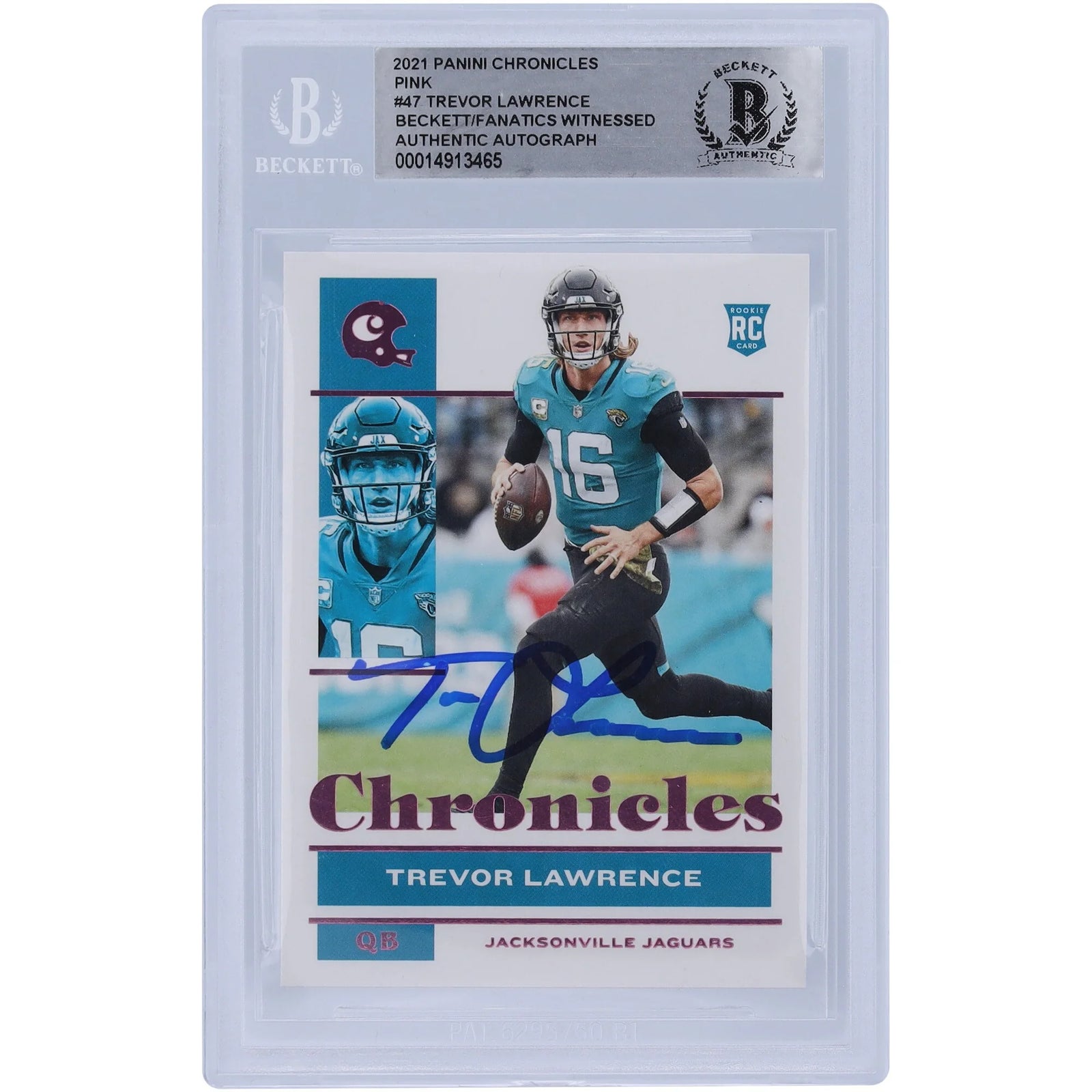 Trevor Lawrence Signed 2021 Panini Chronicles Pink Variation #47 | Rookie Card