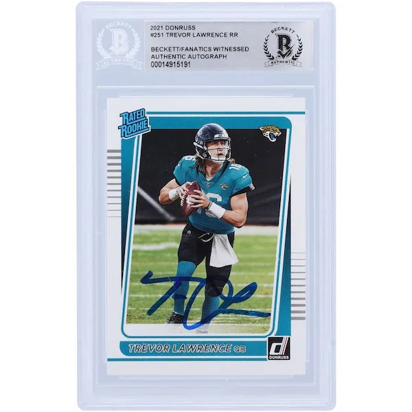 Trevor Lawrence Signed 2021 Panini Donruss Rated Rookie #251 | Beckett Witnessed