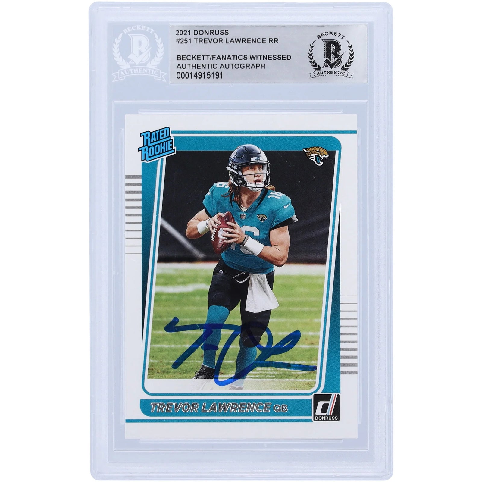 Trevor Lawrence Signed 2021 Panini Donruss Rated Rookie #251 | Beckett Witnessed