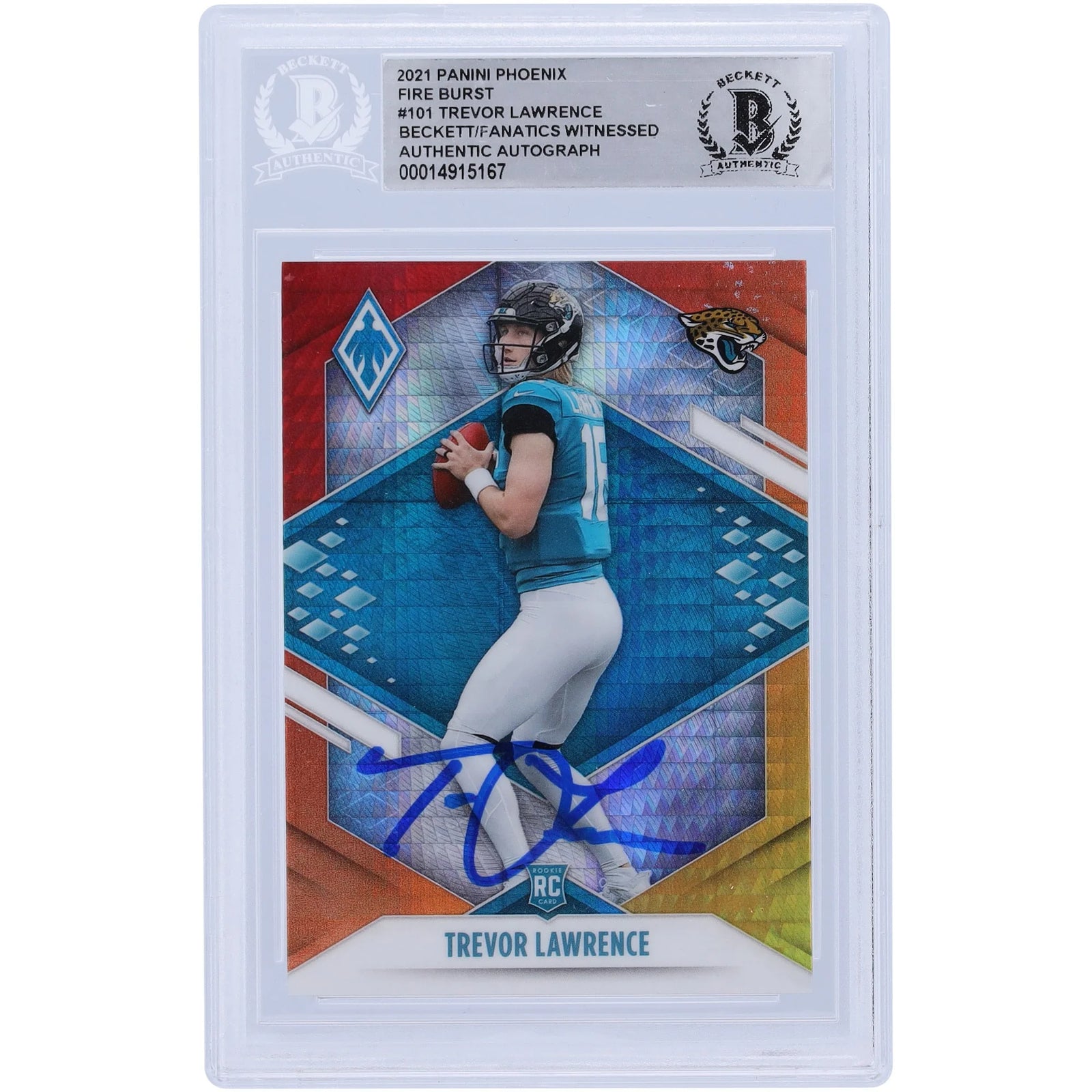 Trevor Lawrence Signed 2021 Panini Phoenix Fire Burst #101 Rookie Card | Beckett Authentic