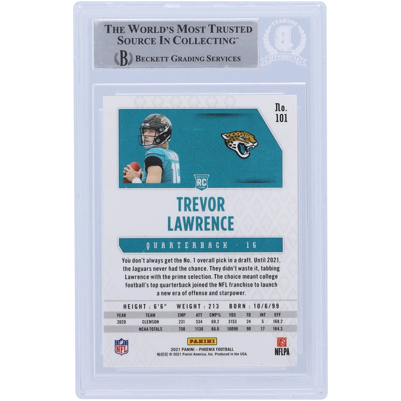 Trevor Lawrence Signed 2021 Panini Phoenix Fire Burst #101 Rookie Card | Beckett Authentic