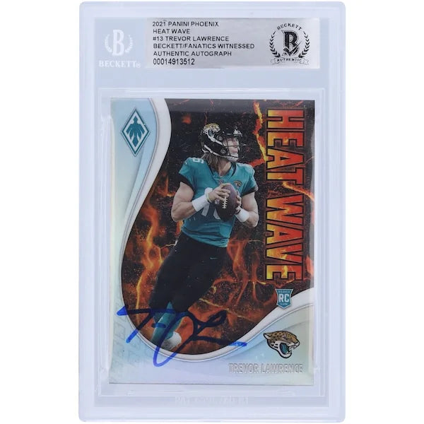 Trevor Lawrence Signed 2021 Panini Phoenix Heat Wave #13 Rookie Card | Beckett Witnessed