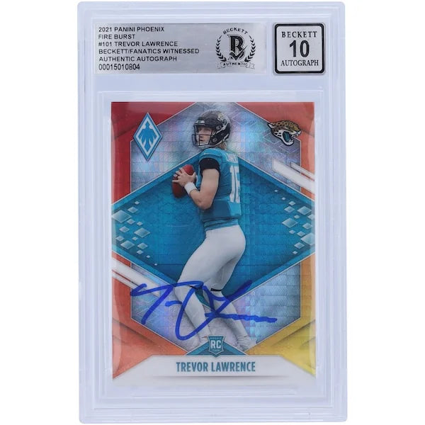 Trevor Lawrence Signed 2021 Panini Phoenix Fire Burst #101 Rookie Card | BGS 10