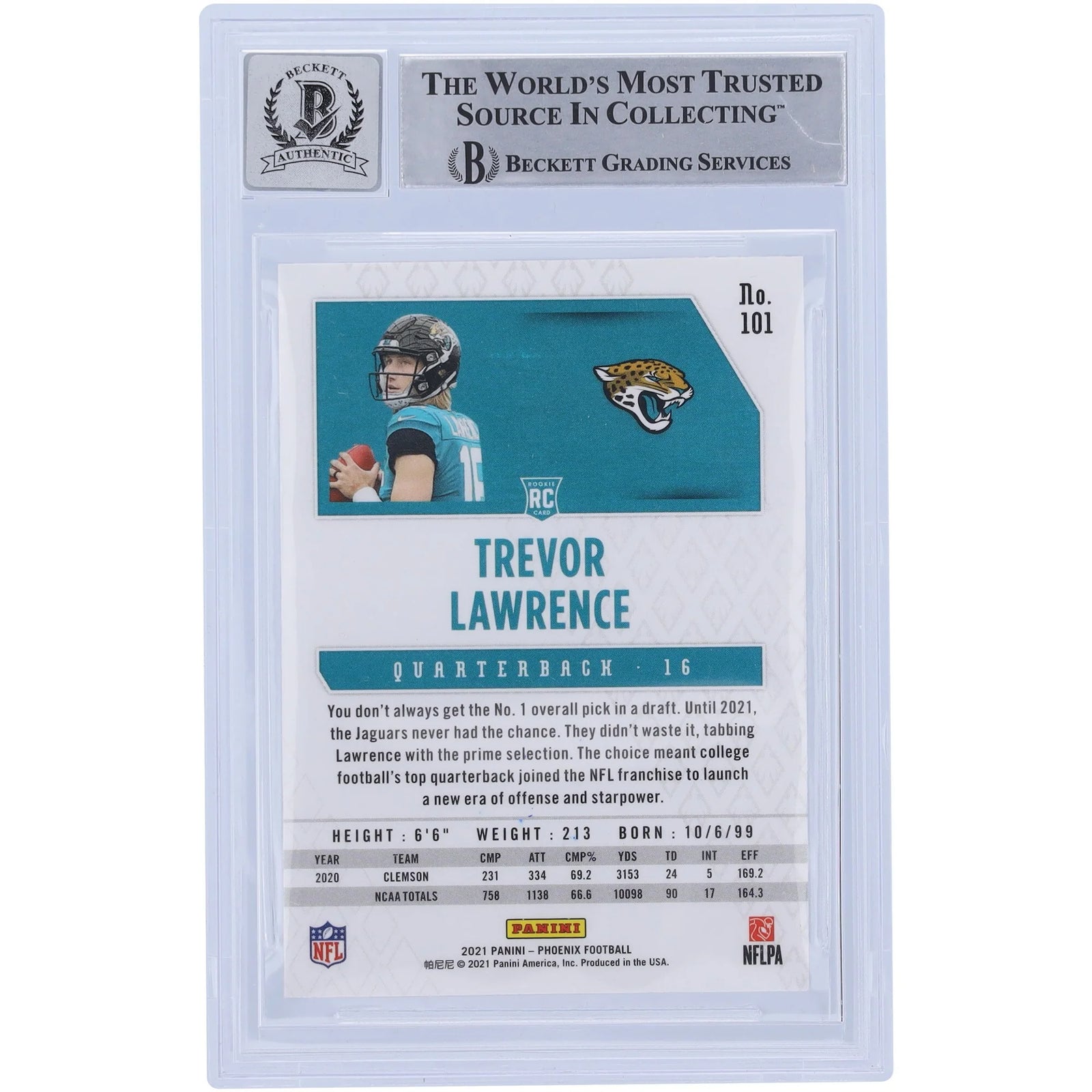 Trevor Lawrence Signed 2021 Panini Phoenix Fire Burst #101 Rookie Card | BGS 10