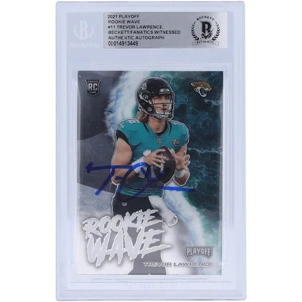 Trevor Lawrence Signed 2021 Panini Playoff Rookie Wave Card | Beckett Authenticated