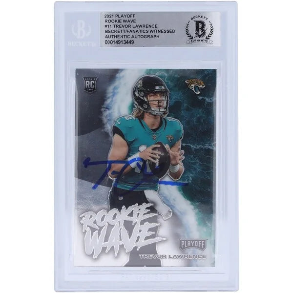Trevor Lawrence Signed 2021 Panini Playoff Rookie Wave Card | Beckett Authenticated