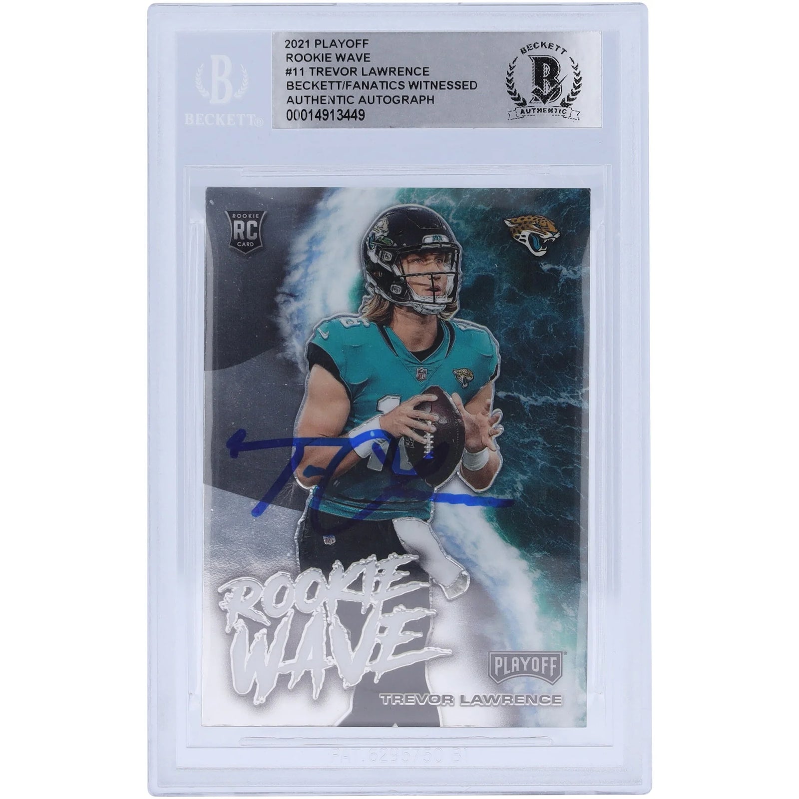 Trevor Lawrence Signed 2021 Panini Playoff Rookie Wave Card | Beckett Authenticated