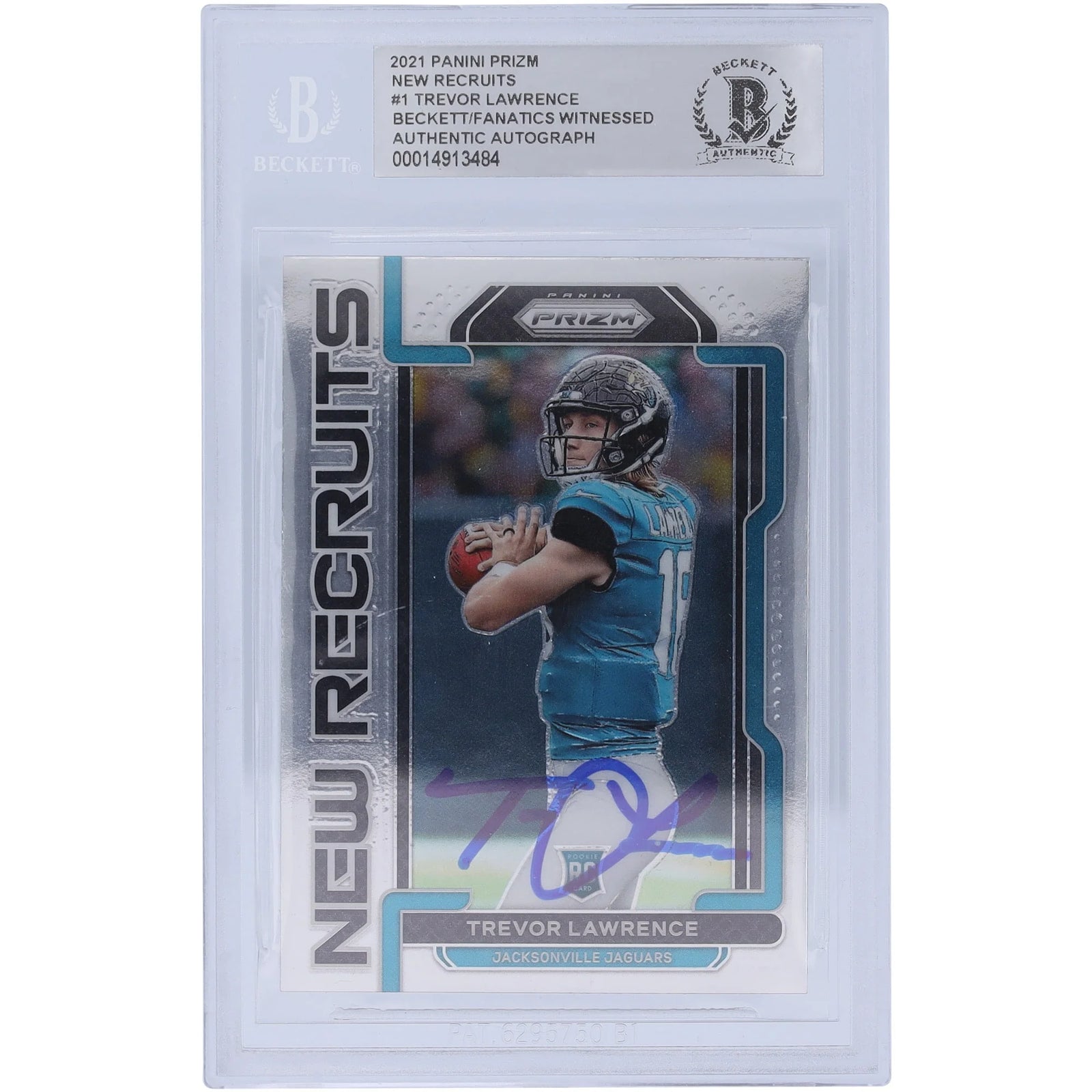 Trevor Lawrence Signed 2021 Panini Prizm New Recruits #NR-1 Card | Beckett Witnessed