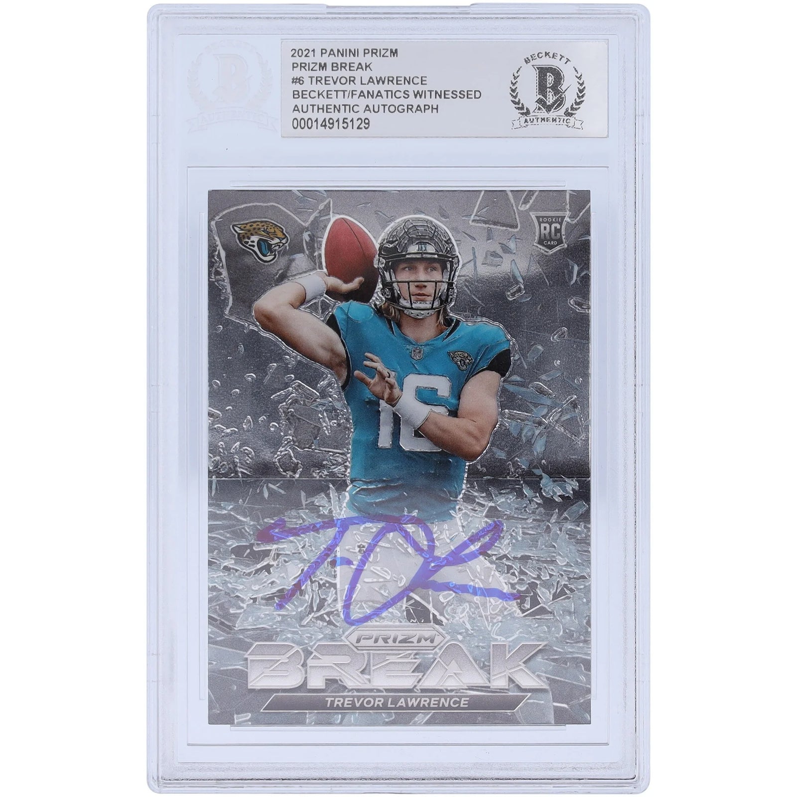 Trevor Lawrence Signed 2021 Panini Prizm Break Rookie Card | Beckett Authenticated