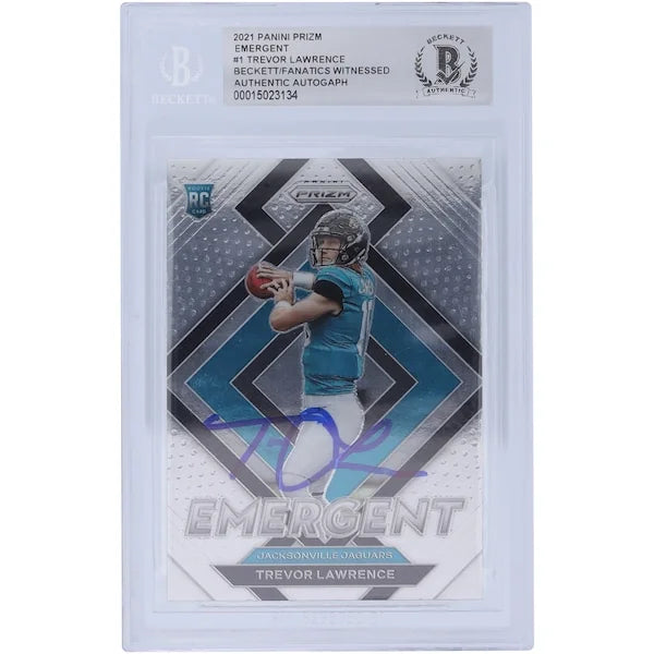 Trevor Lawrence Signed 2021 Panini Prizm Emergent #E-1 Rookie Card | Beckett Authenticated
