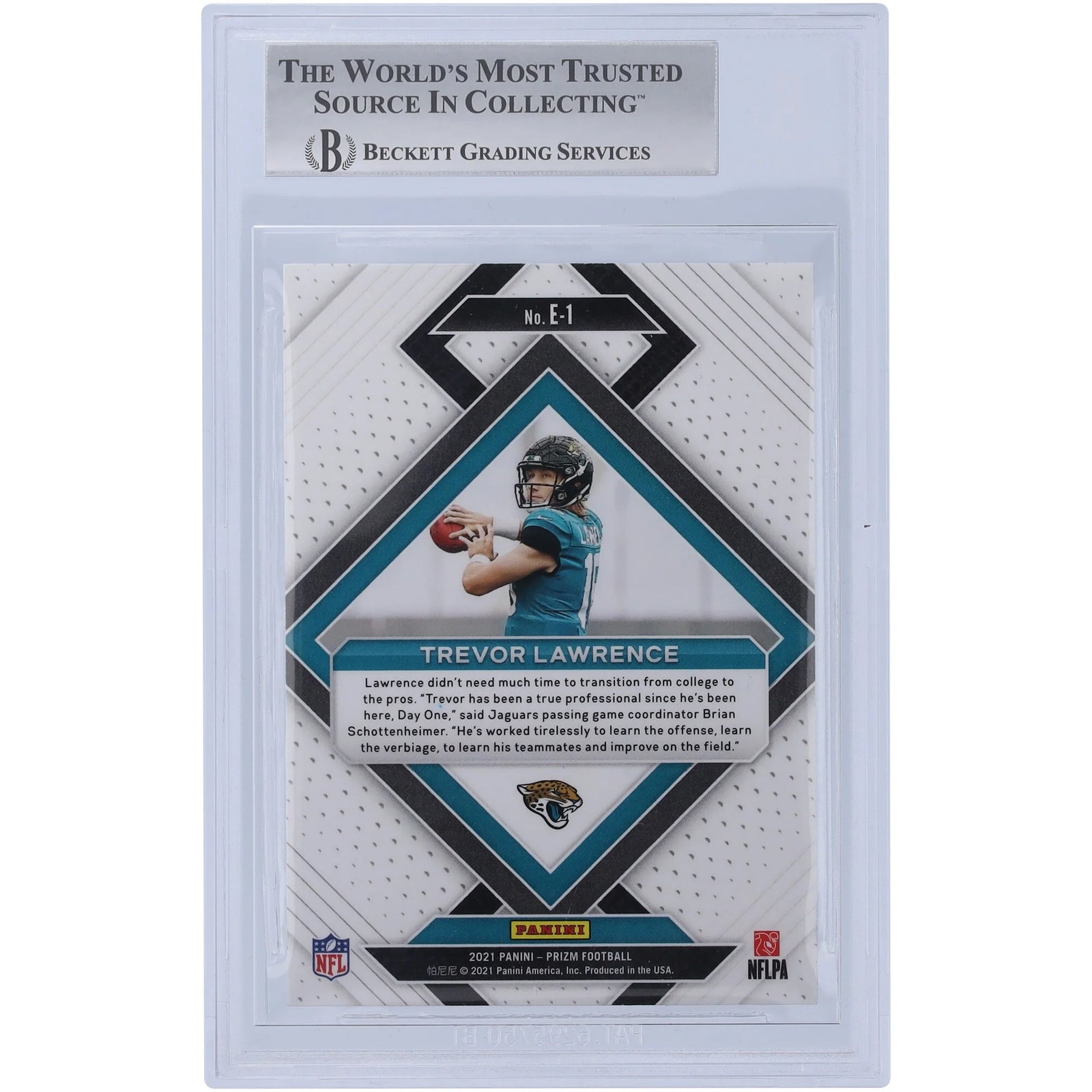 Trevor Lawrence Signed 2021 Panini Prizm Emergent #E-1 Rookie Card | Beckett Authenticated