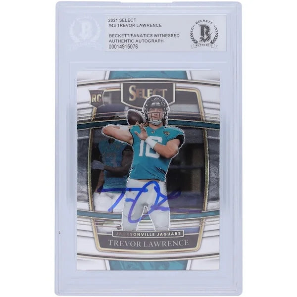 Trevor Lawrence Jacksonville Jaguars Autographed 2021 Panini Select Concourse #43 Beckett Fanatics Witnessed Authenticated Rookie Card - F2
