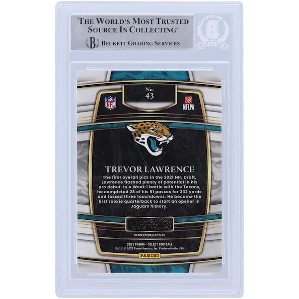 Trevor Lawrence Jacksonville Jaguars Autographed 2021 Panini Select Concourse #43 Beckett Fanatics Witnessed Authenticated Rookie Card - F2
