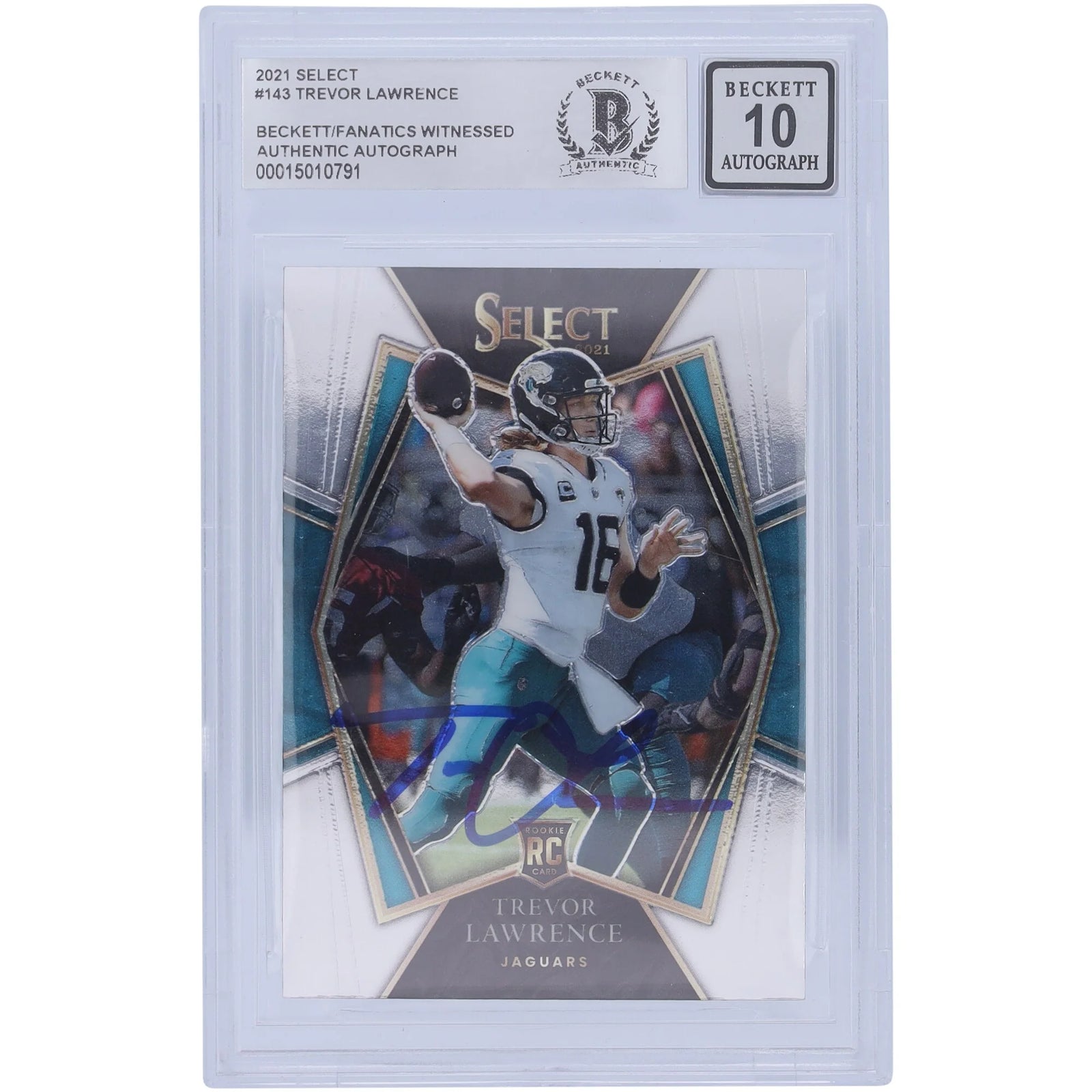 Trevor Lawrence Signed 2021 Panini Select Rookie #143 Card | BGS 10